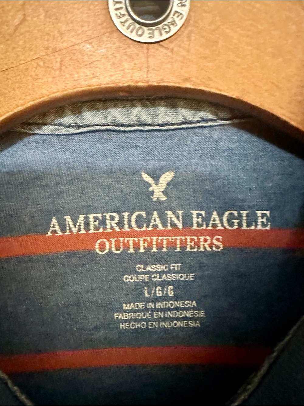 American Eagle Outfitters Navy Polo with Red Stripes